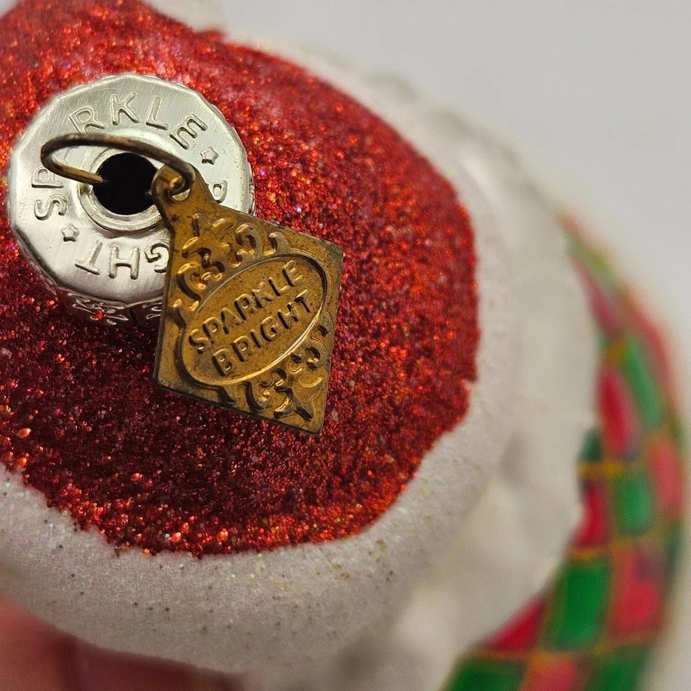 Christopher Radko Sparkle Bright Santa Glass Christmas Ornament Candy Purplle